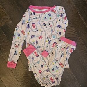 Little Sleepies Pink Vehicle Pajama Set 5/6